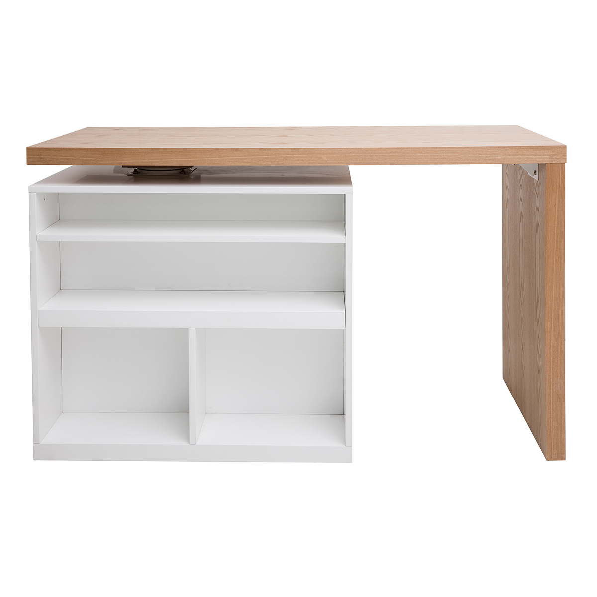îlot - table de bar modulable avec rangement blanc mat et bois clair chêne L140-177 cm MAX blanc, MILIBOO