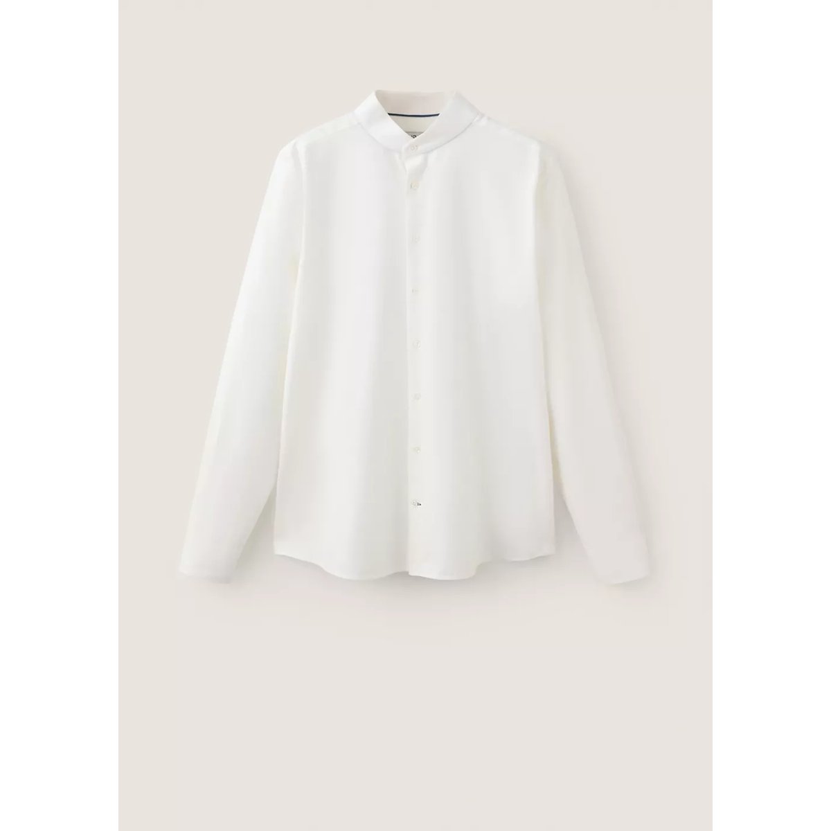 Chemise en coton à col mao slim fit blanc, MANGO MAN