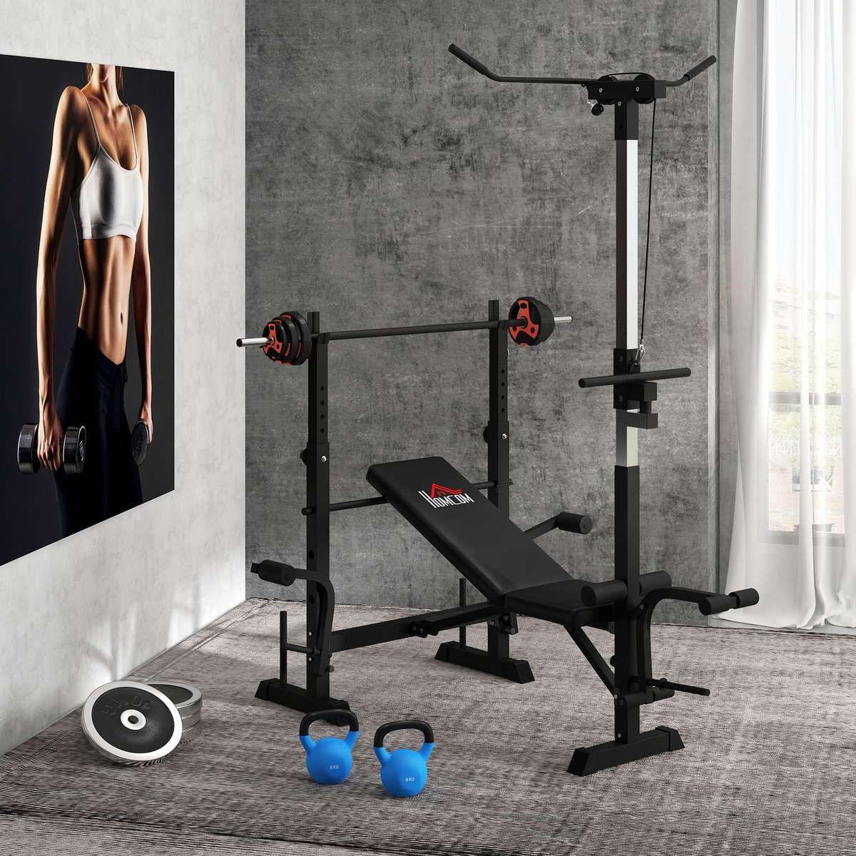 Banc de musculation noir, HOMCOM
