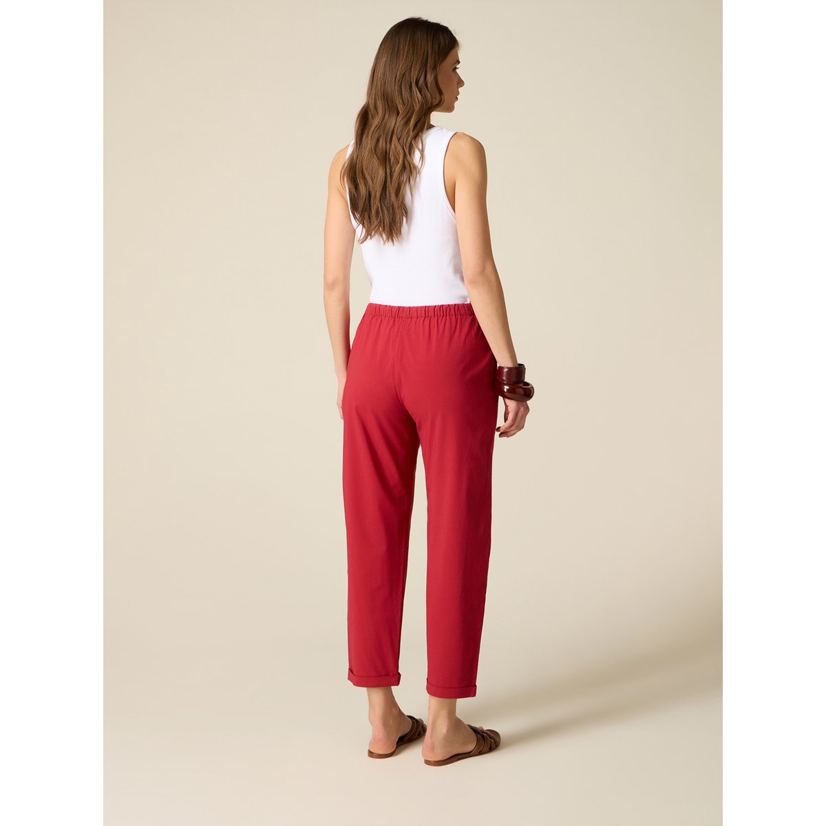 Pantalon cropped rouge, OLTRE