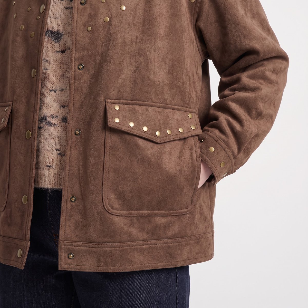 Veste suédée workwear femme avec poches EVELINE brown, ARTLOVE