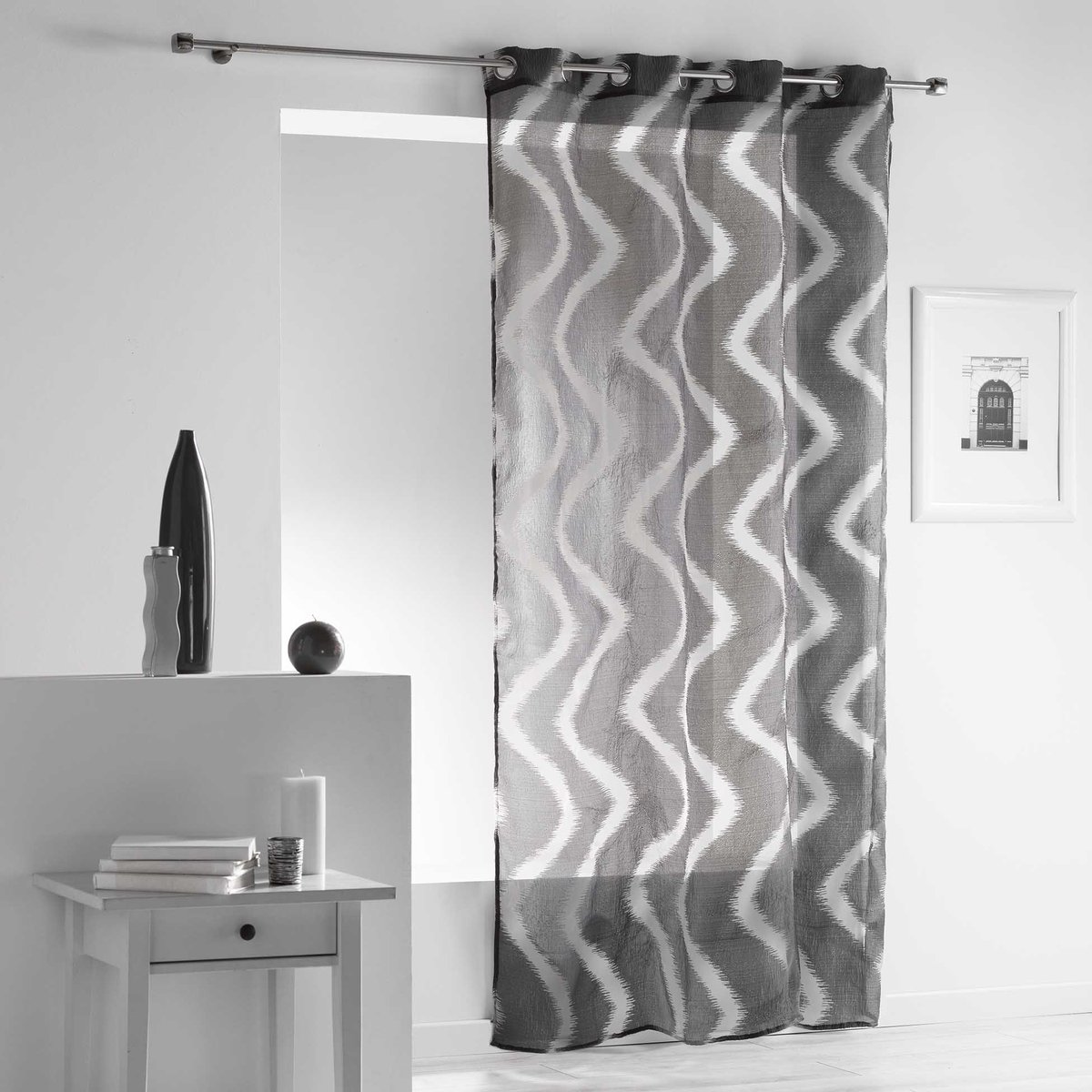 Panneau oeillets rideau Voile Collection Zapy anthracite, EDEN