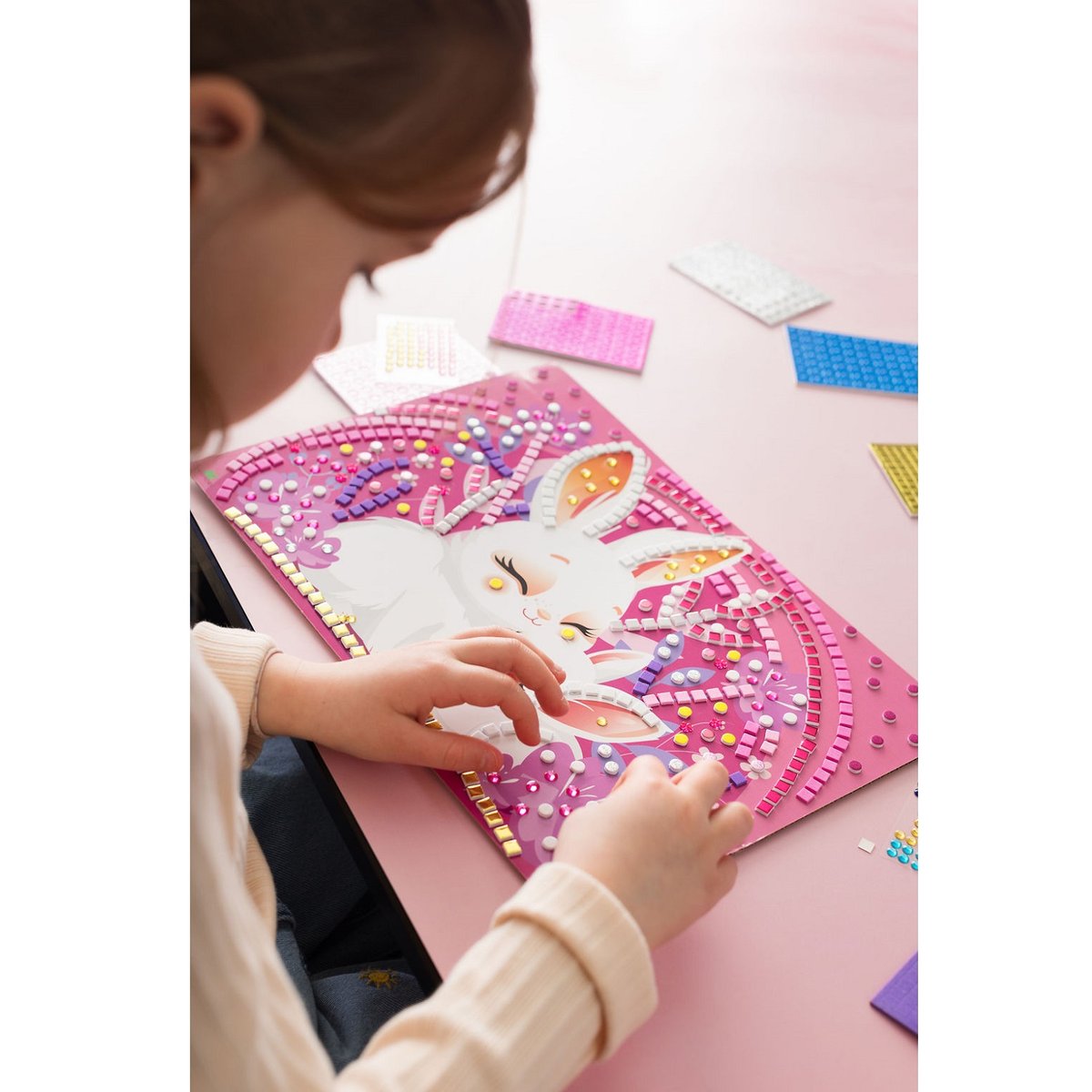 5 Maxi mosaïques Animaux mignons rose, SYCOMORE