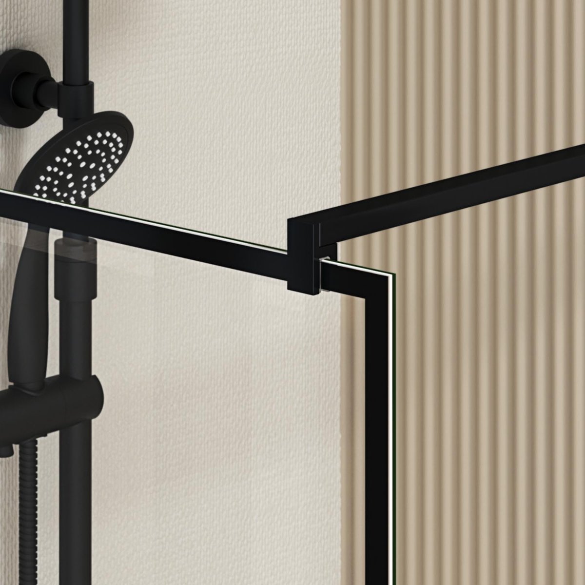 Paroi de douche fixe sérigraphiée en verre trempé anticalcaire noir, HOME MAISON
