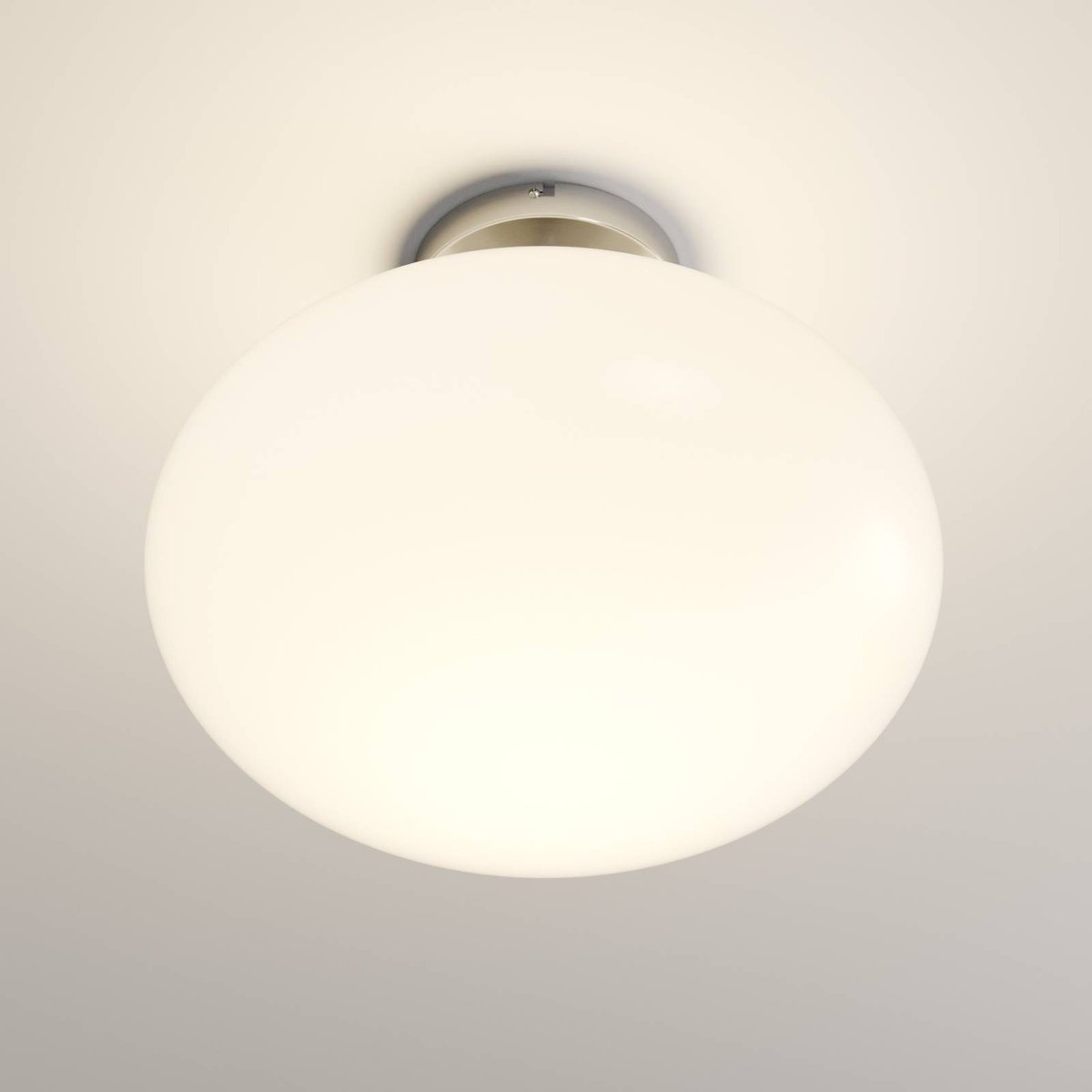 Plafonnier, Sonika nickel satiné, blanc opalin, LINDBY