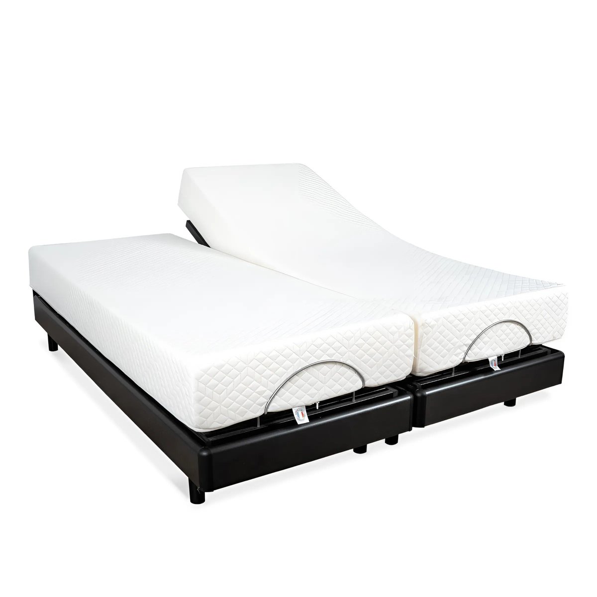 Ensemble Duo Matelas Mousse Accueil Mémoire de forme + Sommiers électriques SuperFlex 2x70x190 cm noir, BELLECOUR