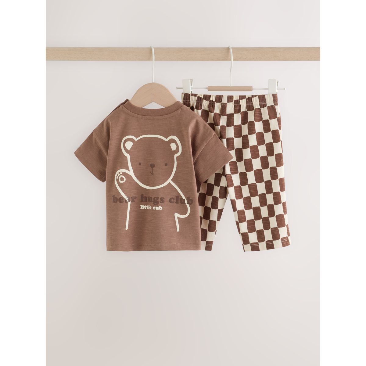 Ensemble haut et legging pour bébé ours à damier marron, NEXT