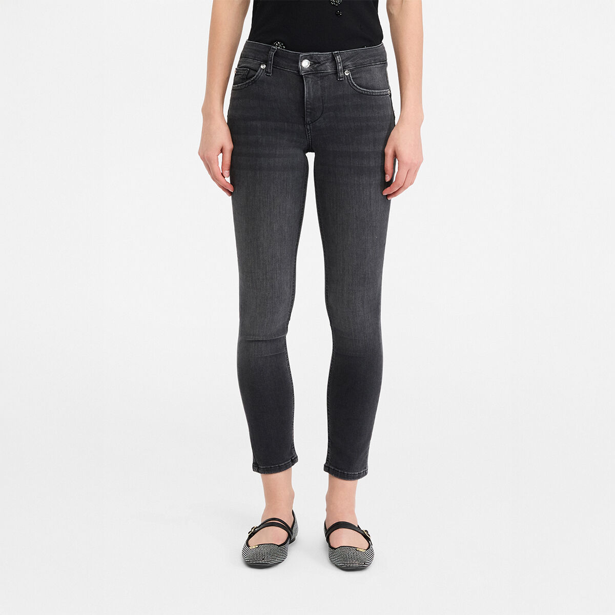 Jean skinny cropped denim noir, LIU JO