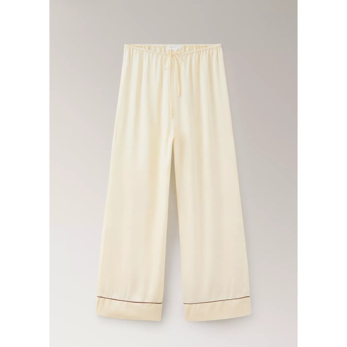 Pantalon en viscose satinée avec passepoil contrastant ivoire, MANGO