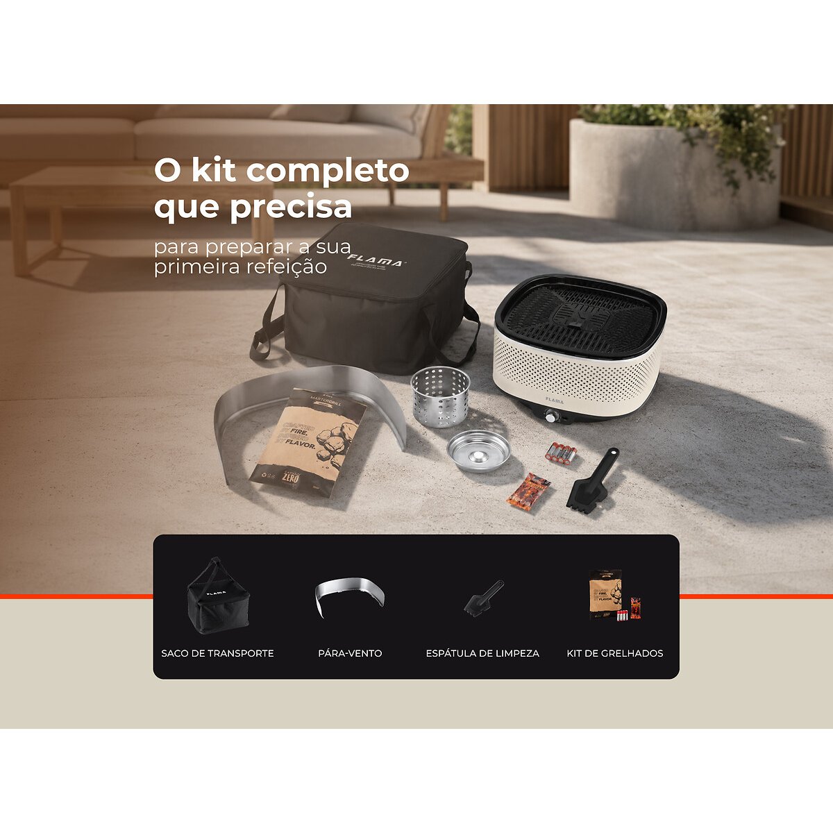 Grelhador a Carvão Mastergrill EVO, FLAMA bege, FLAMA