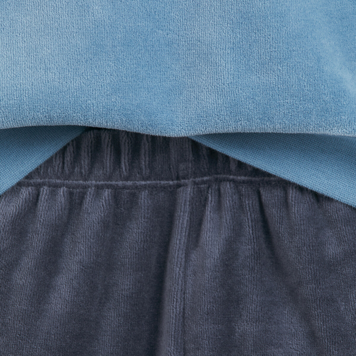 Lot de 2 pyjamas en velours, imprimé montagnes bleu + gris chiné + gris foncé, LA REDOUTE COLLECTIONS