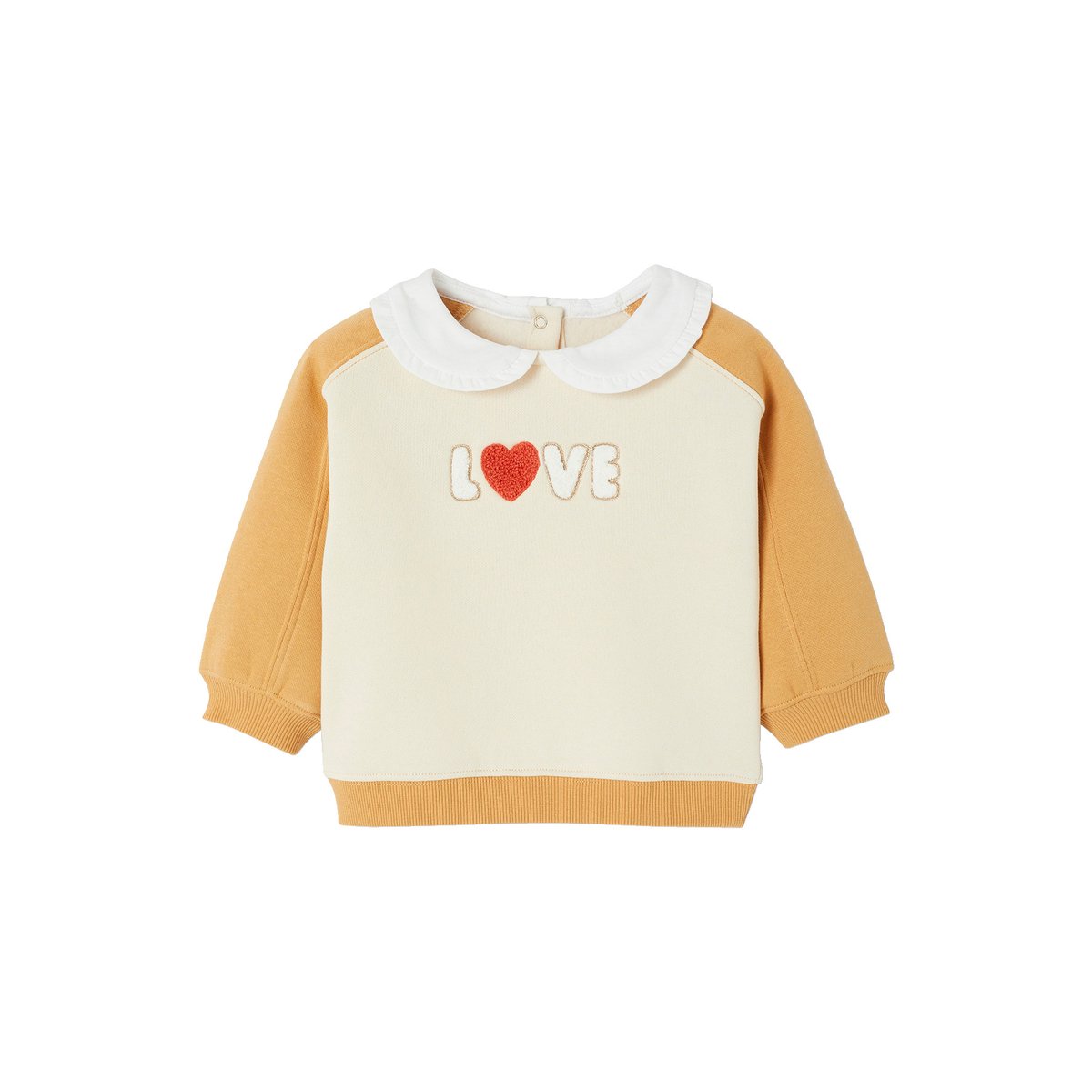 Sweat-shirt bébé col claudine ocre, VERTBAUDET