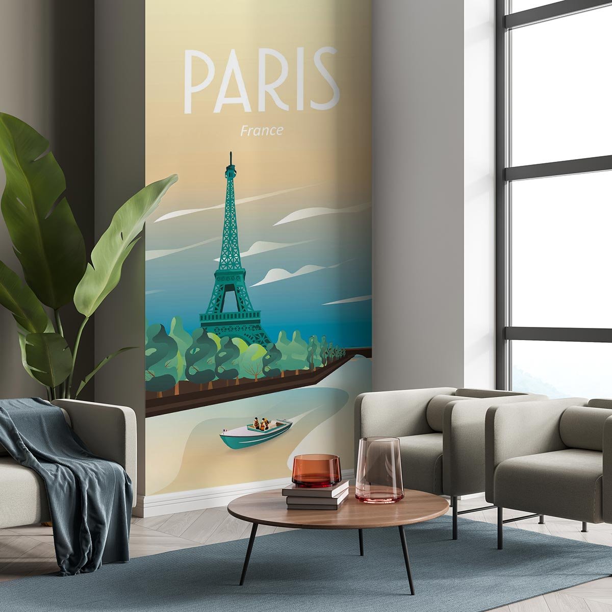 Papier peint la seine et la tour Eiffel intissé, HEXOA