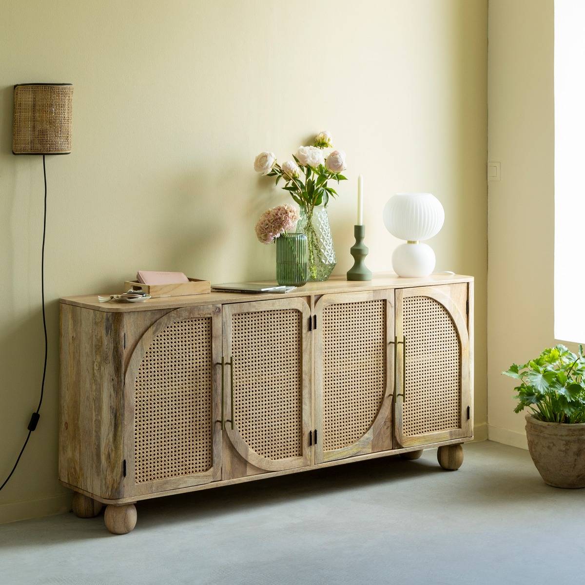 Buffet en bois de manguier THORA bois clair, MADE IN MEUBLES