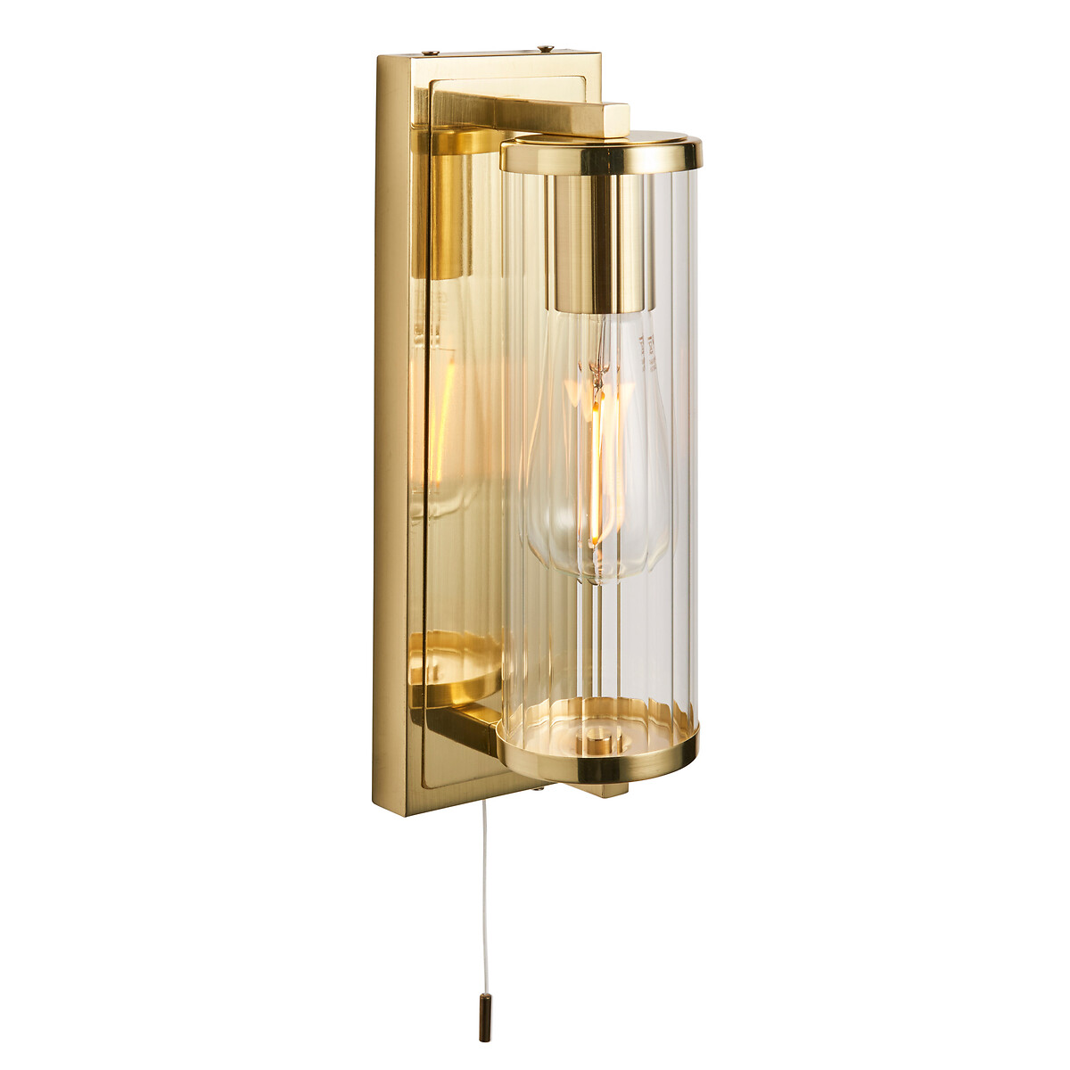 Cassie Ribbed Glass Bathroom Wall Light aged brass, SO'HOME