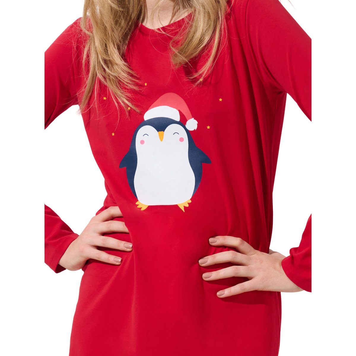 Chemise de nuit manches longues Twinkle Star rouge, LISCA