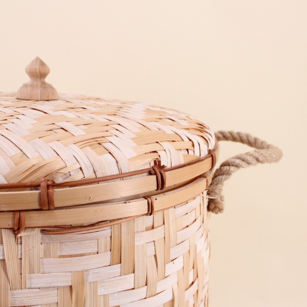 Set de 2 paniers à linge en bambou 48 et 51cm naturel, ORNAMI