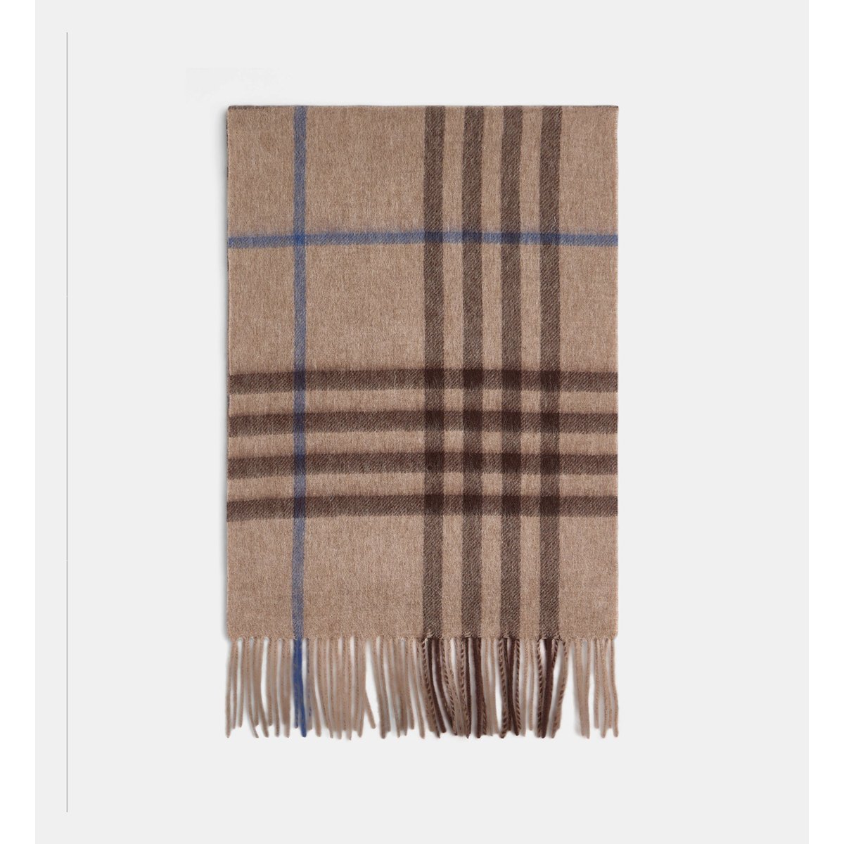 Echarpe brody carreaux et franges en laine beige, GALERIES LAFAYETTE
