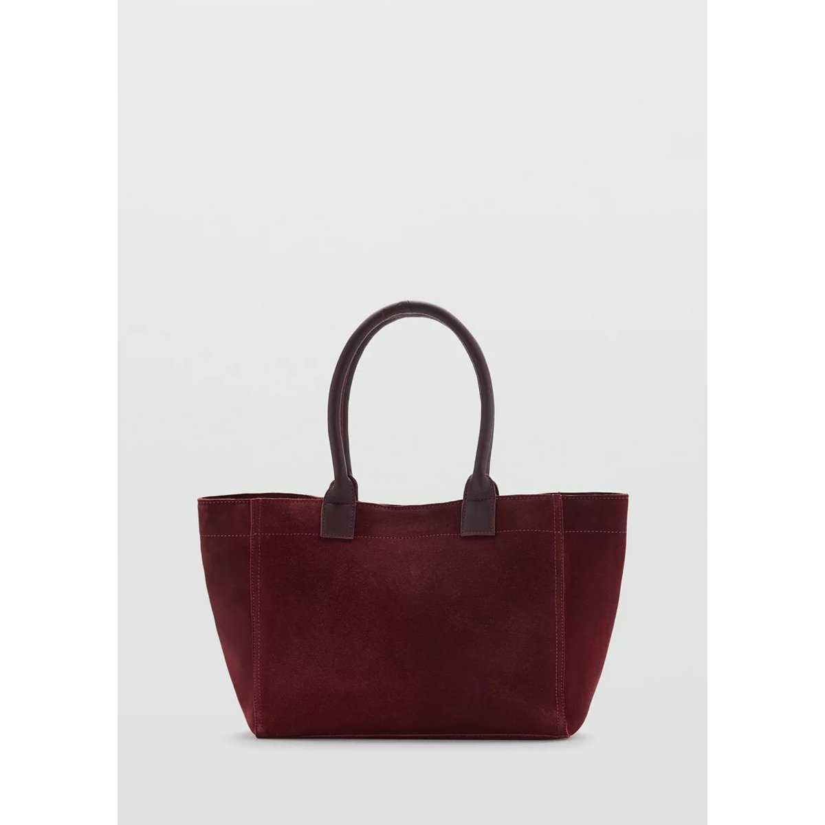 Sac cabas en cuir suédé bordeaux, MANGO TEEN