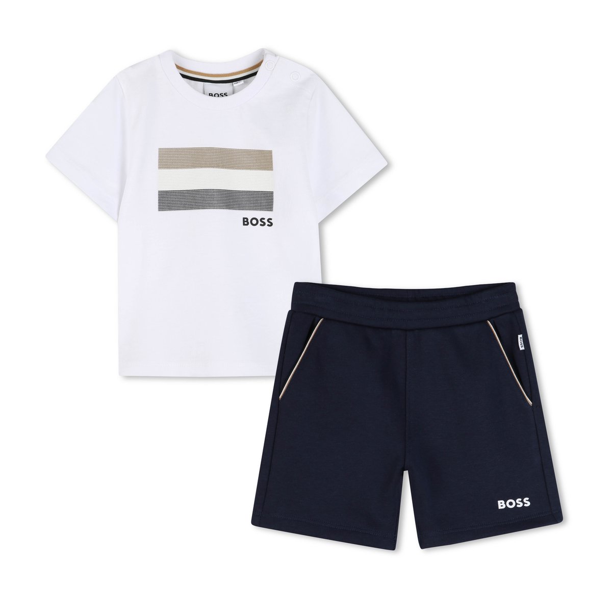 Ensemble t-shirt et bermuda bleu cargo, BOSS KIDSWEAR
