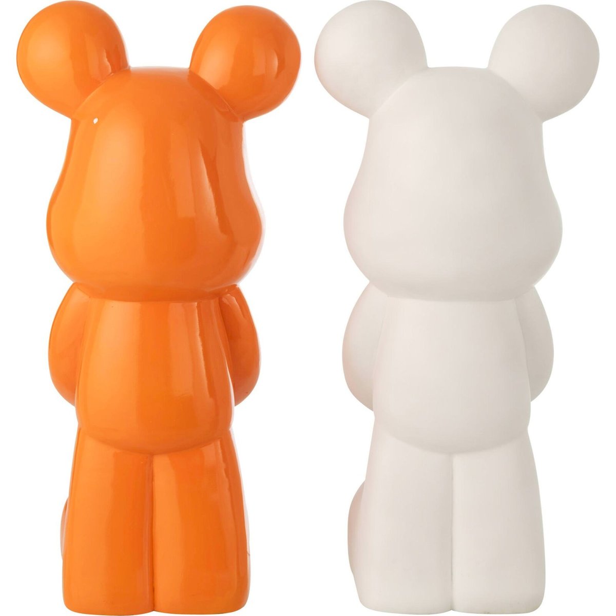 Figurines ours cœur en résine, Lot de 2 blanc et orange foncé, RECOLLECTION