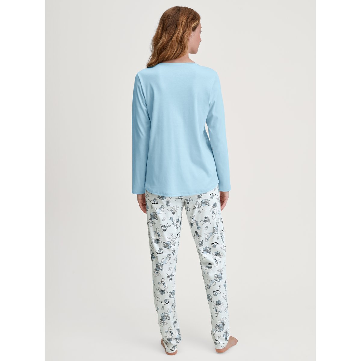 Pyjama manches longues Coton SWISS RESORT bleu cascade, CALIDA