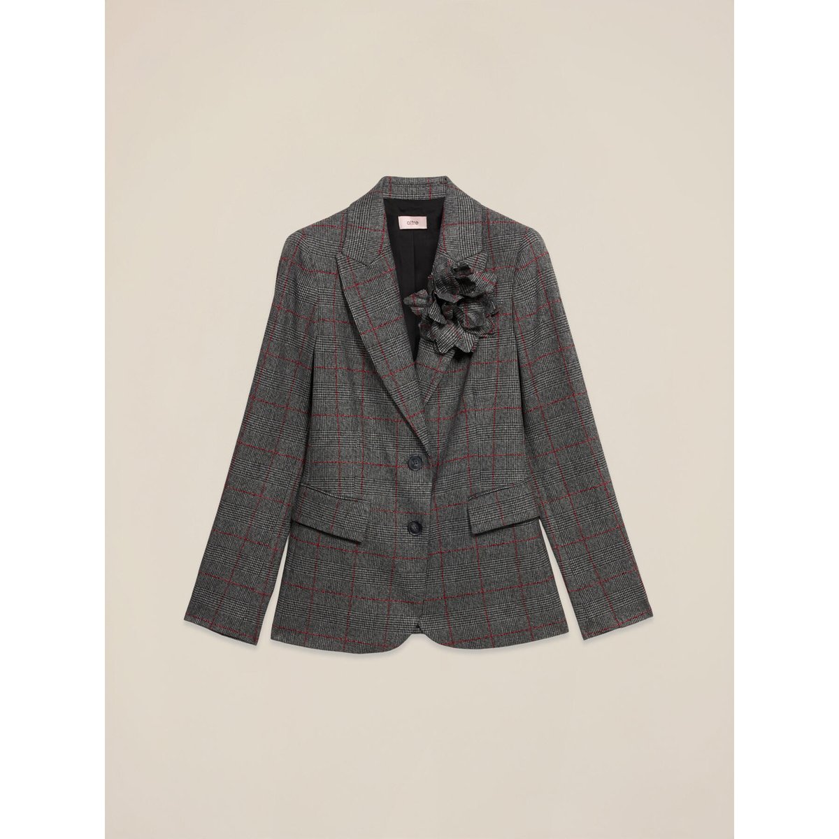 Blazer à carreaux avec broche gris, OLTRE
