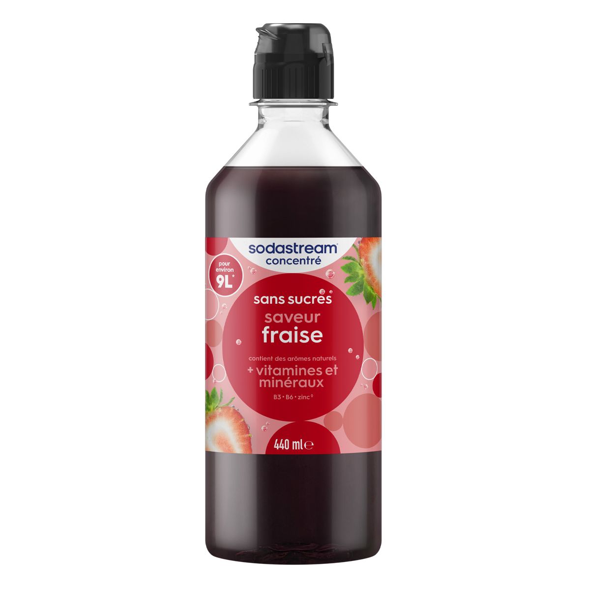 Concentré saveur FRAISE sans sucres 440 ml couleur unique, SODASTREAM