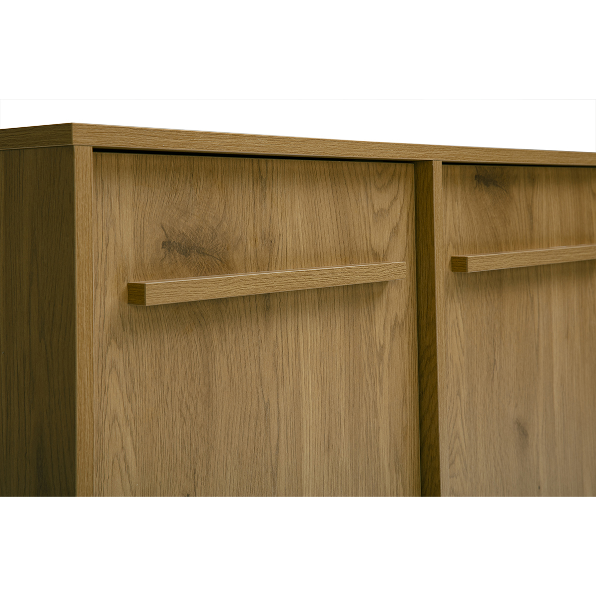 Buffet finition bois foncé noyer 4 portes L180 cm LOTHAIRE chêne clair, MILIBOO