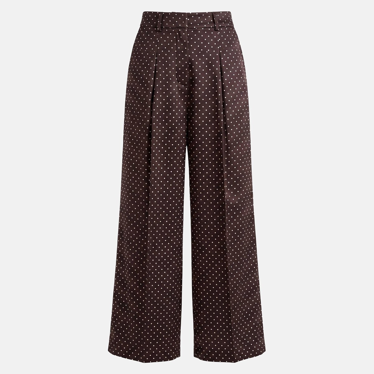 Satin Polka Dot Wide Leg Trousers brown/ecru polka dot print, LA REDOUTE COLLECTIONS