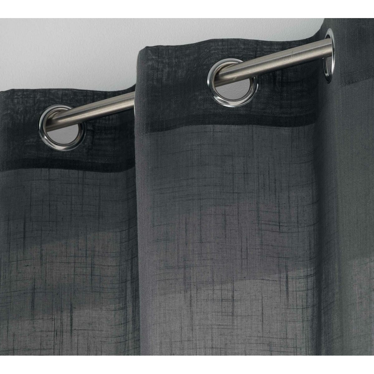 Rideau Voile effet lin Zazy anthracite, EDEN