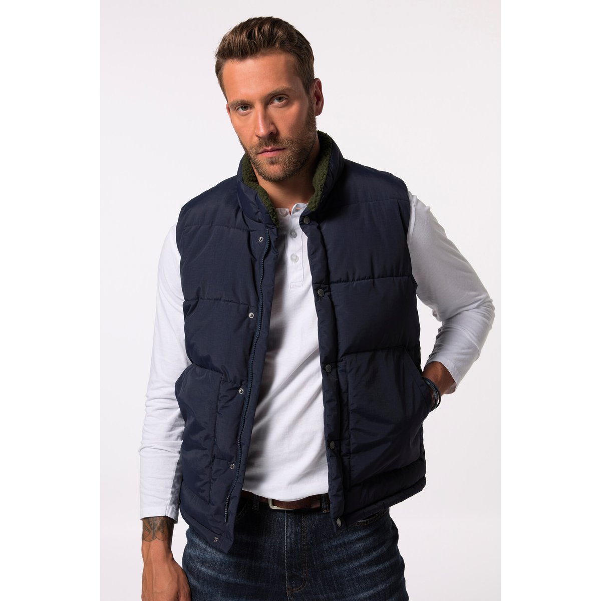 Gilet col montant bleu marine, JP1880