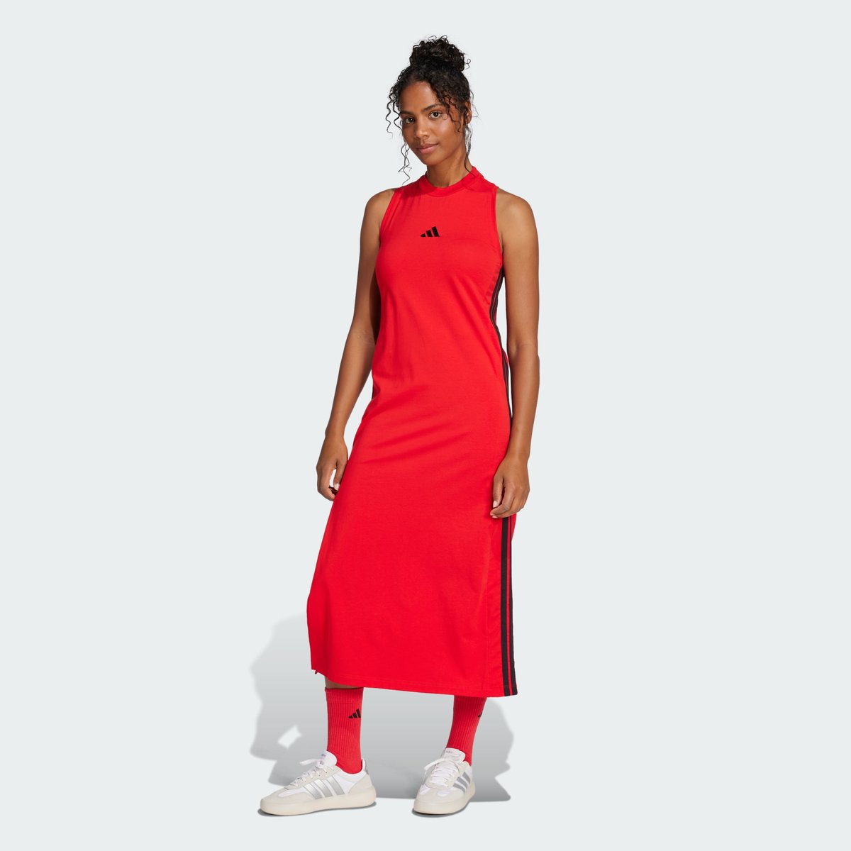 Robe longue Essentials 3-Stripes pure ruby / black, ADIDAS SPORTSWEAR