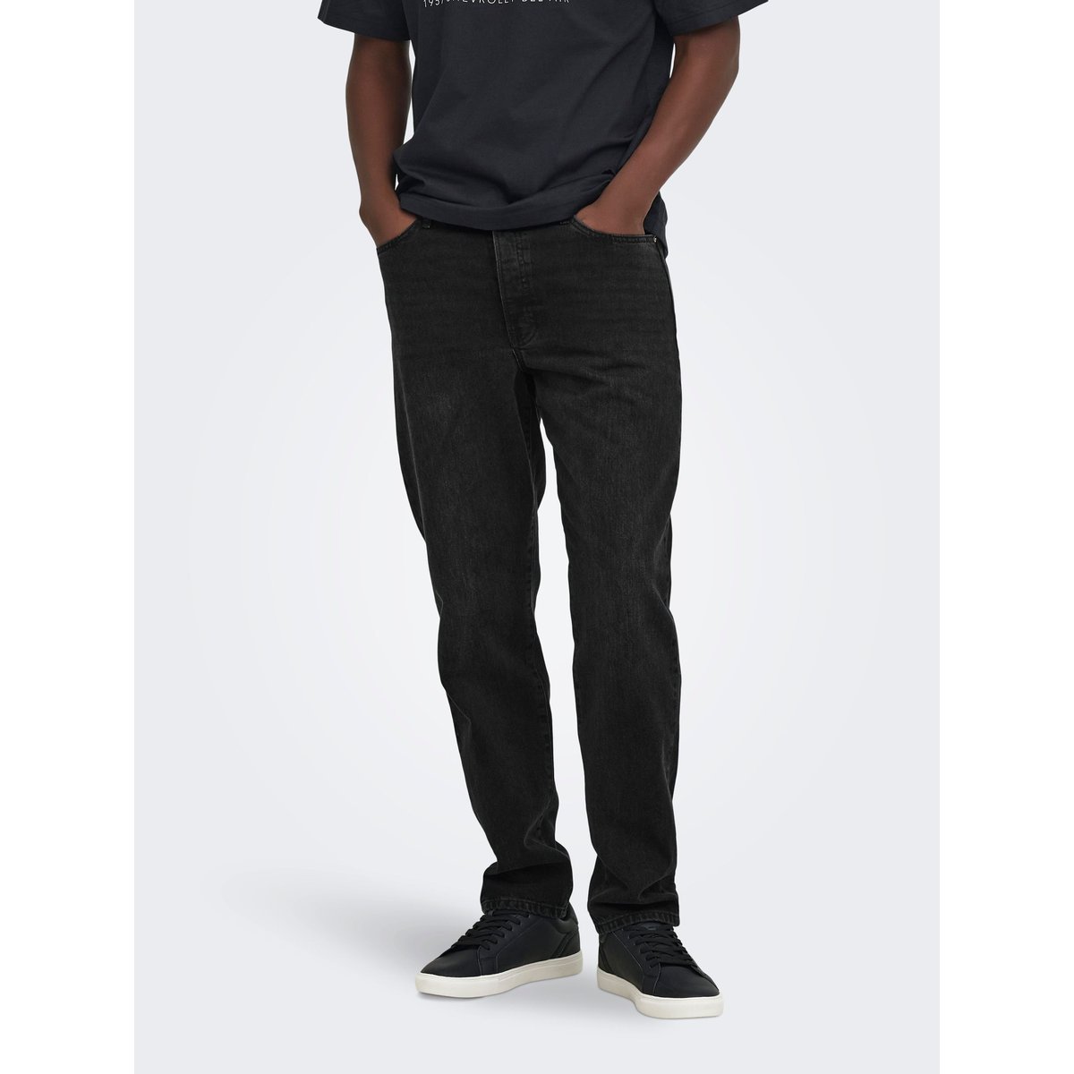 Jean À Coupe Ample noire - washed black 1, ONLY & SONS