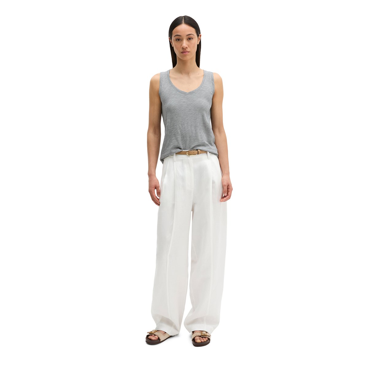 Top regular en jersey slub gris, MARC O'POLO