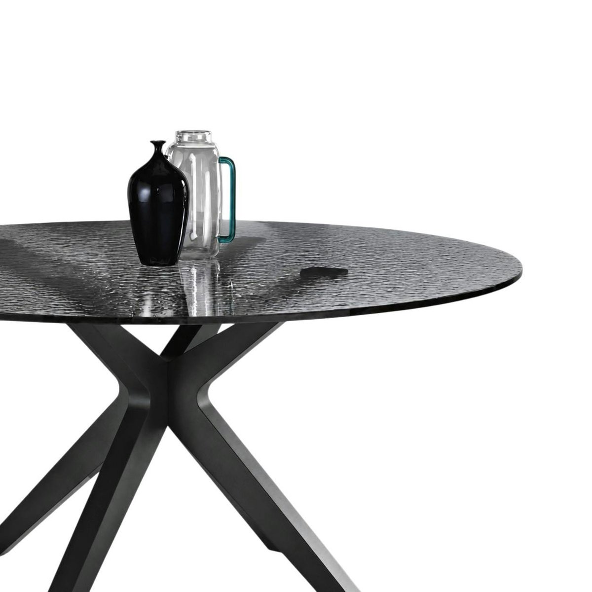 Table à manger ronde en verre ondulé Ø140 cm ALBA gris, PIER IMPORT