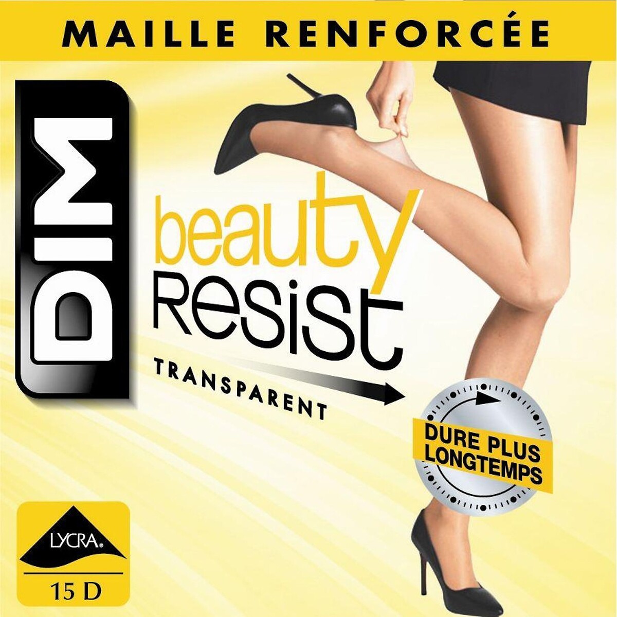 Set van 2 panty's Beauty Resist - 15 deniers zwart, DIM