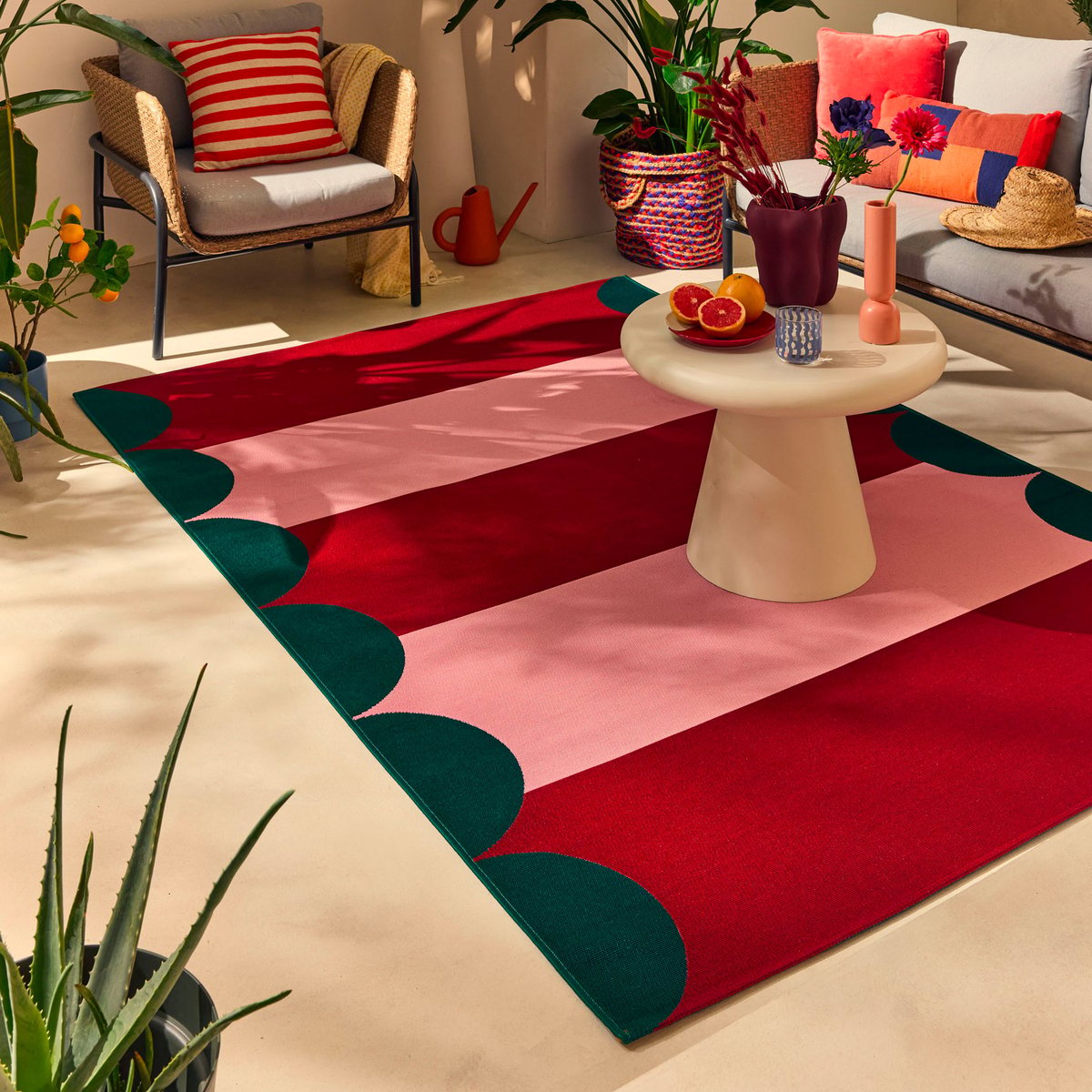Tapis extérieur festonné AZUR rouge, NAZAR RUGS