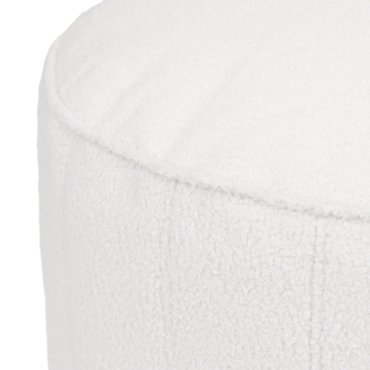 Pouf repose-pieds rond en bouclette Oeko-Tex® - MILANO ivoire, ICON