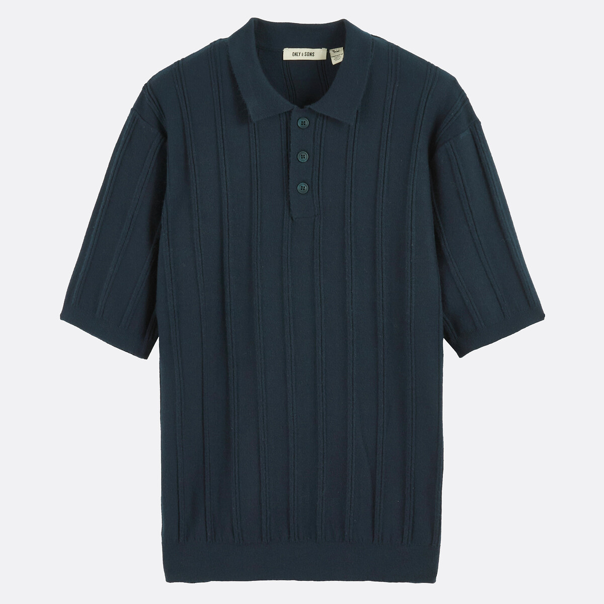 Polo en maille structurée bleu marine, ONLY & SONS