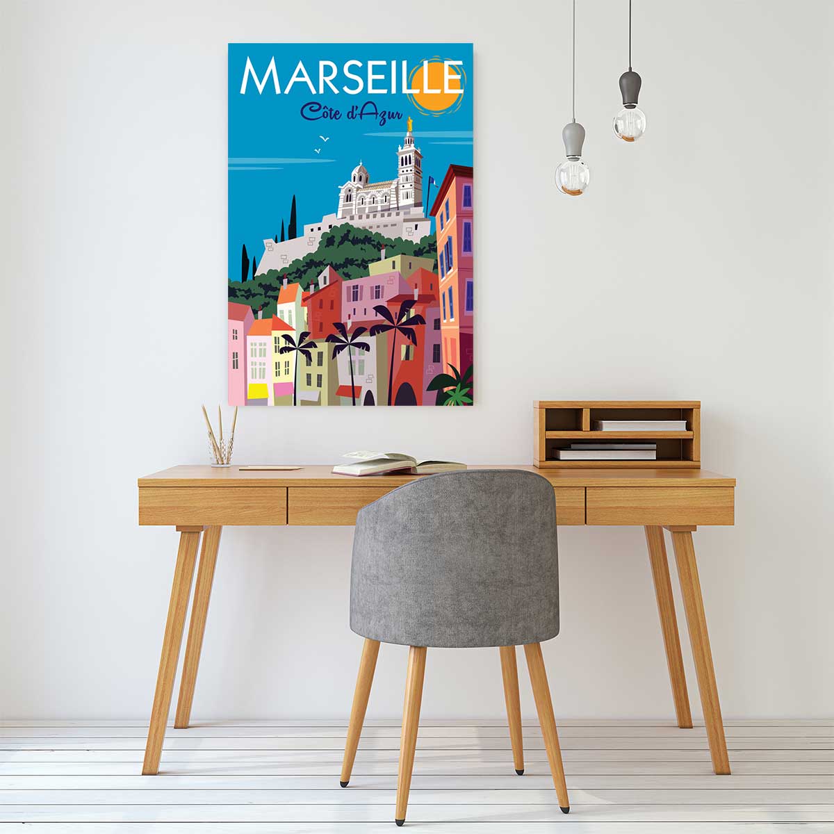 Tableau dessin vintage marseille tableau alu dibond, HEXOA