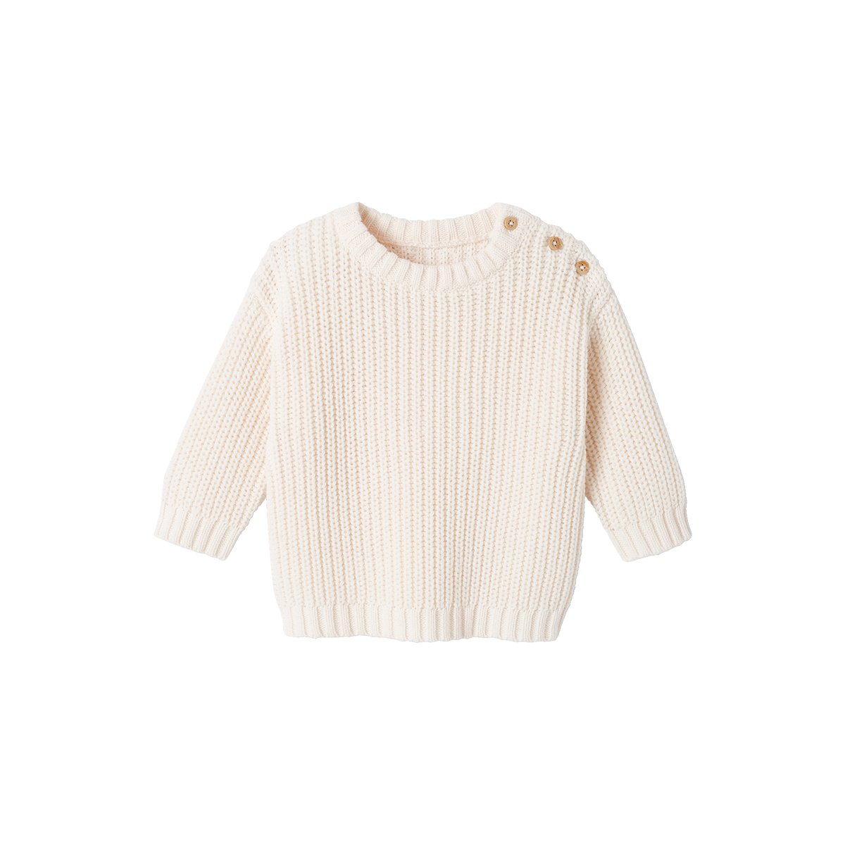 Pull bébé en côte perlée écru, VERTBAUDET