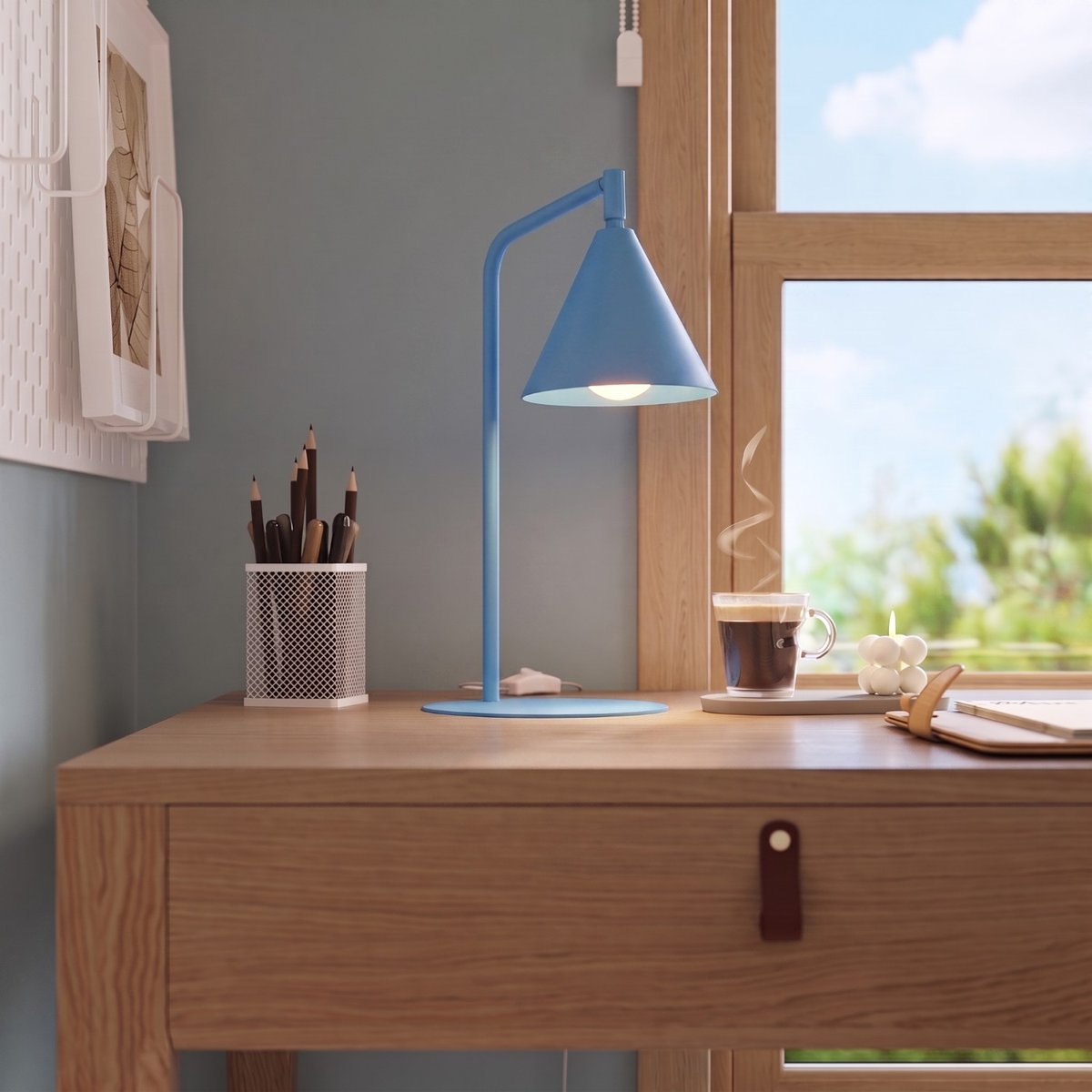 Lampe de bureau Acier Bleu E14 1 Nox bleu, EDEN