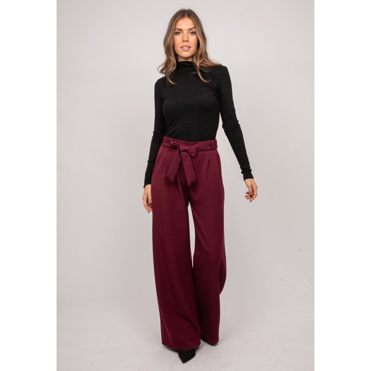 Sous-pull Côtelé Col Montant Fils Brillants Fodya noir, DONA LISA