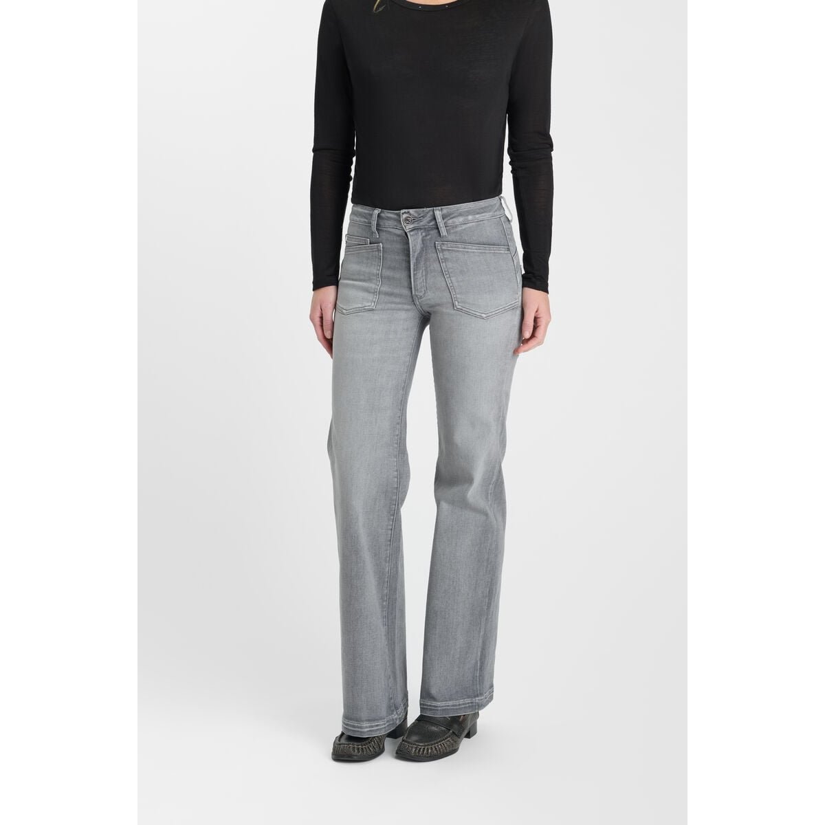 Jeans flare PULP high flare, longueur 34 grey, LE TEMPS DES CERISES