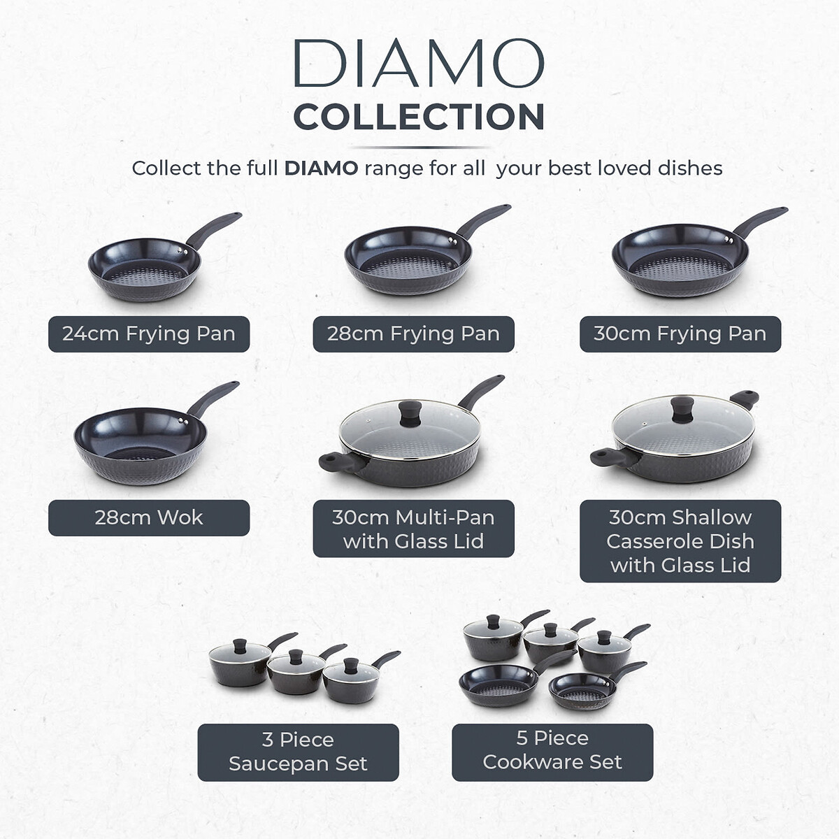 30cm Diamo Frying Pan with Black Diamond Coating black, TOWER
