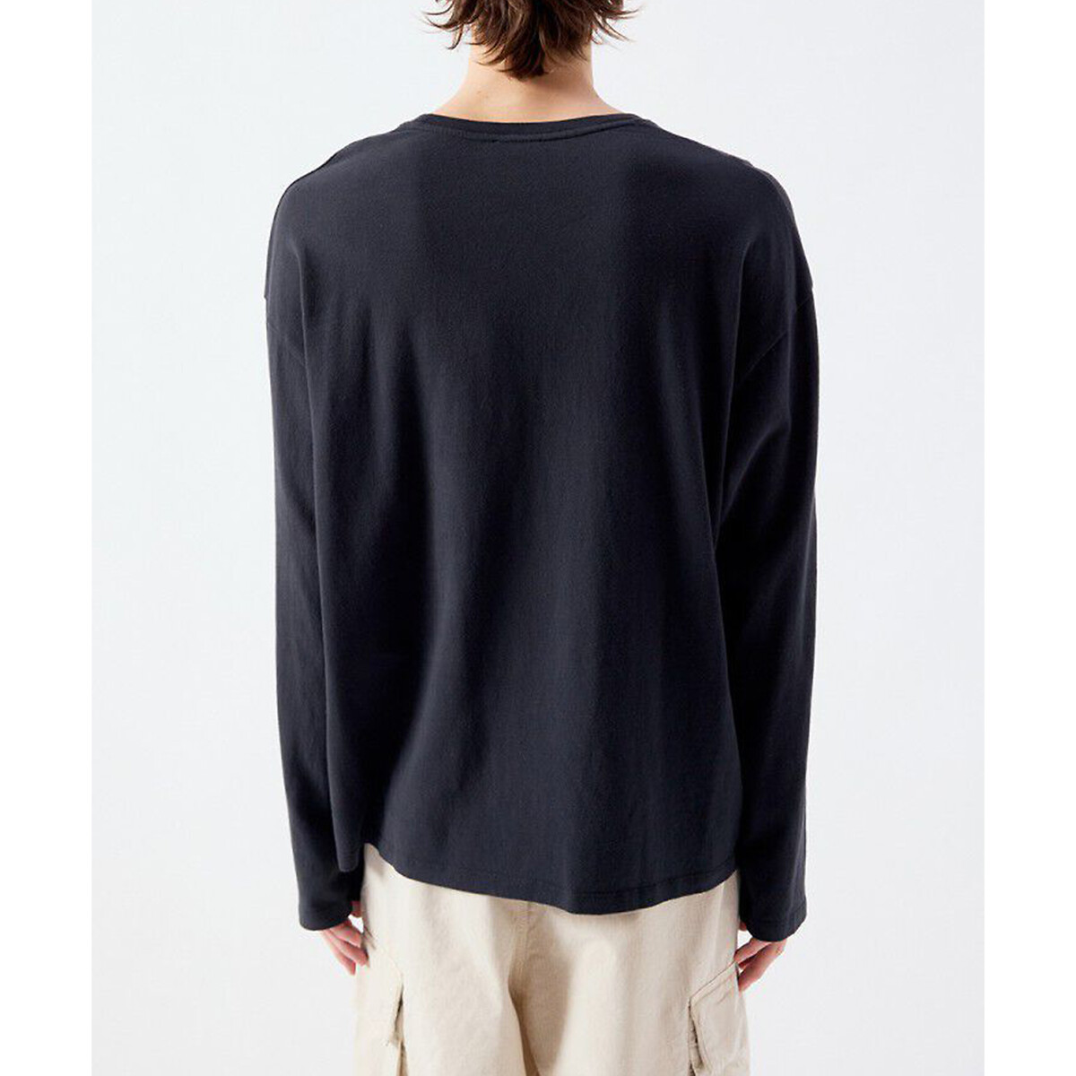 Oversized T-shirt met lange mouwen, YKOBOW zwart, AMERICAN VINTAGE