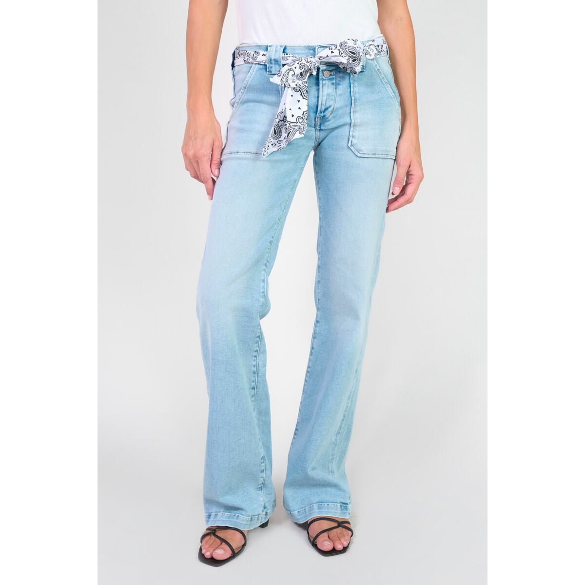 Jeans flare , longueur 34 blue, LE TEMPS DES CERISES