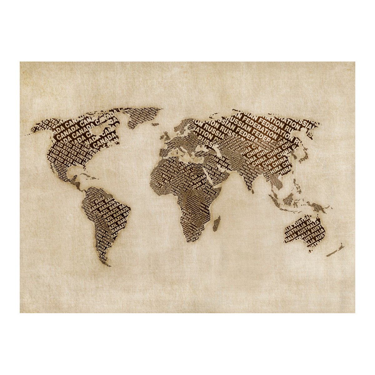 Papier peint intissé panoramique Carte du monde Age of discovery beige, EDEN
