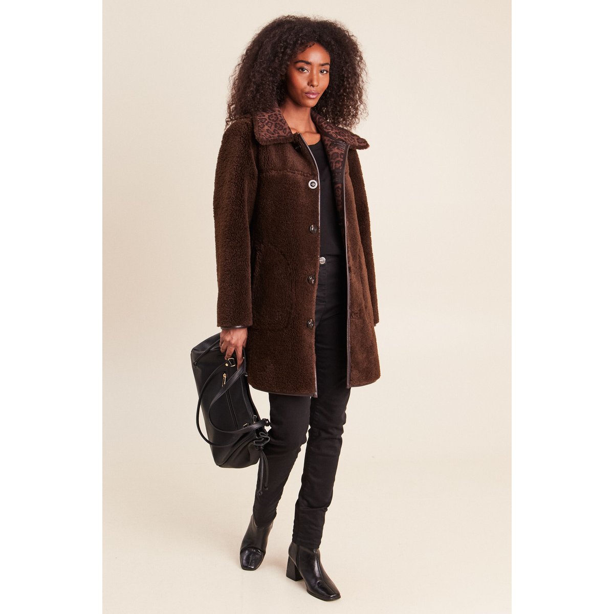 Manteau col montant marron, BREAL